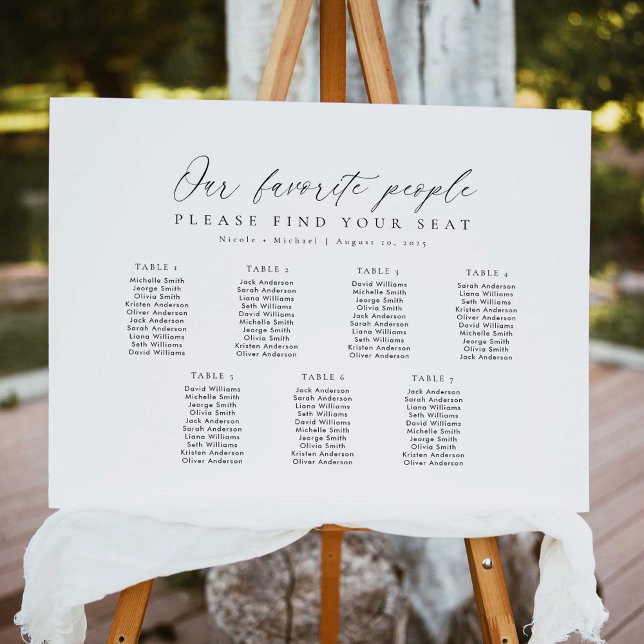 Affiche 7 Tables Plan de table de nos personnes préférées (Créateur téléchargé)