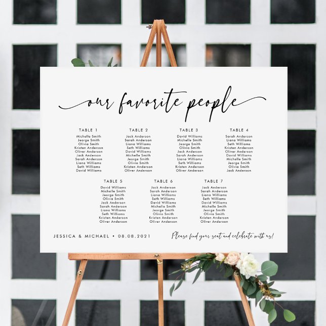 Affiche 7 Tables Plan de table de nos personnes préférées (Créateur téléchargé)