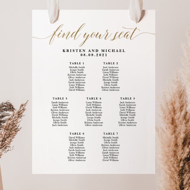 Affiche 7 Tables Trouvez Votre Siège Graphique (Créateur téléchargé)