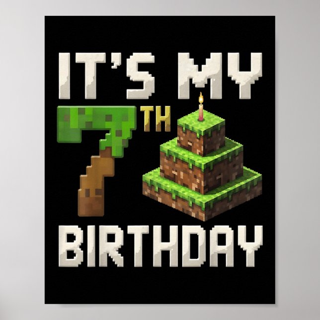 Affiche 7e anniversaire 7 an Anniversaire Garçon Joueur Pi (Devant)