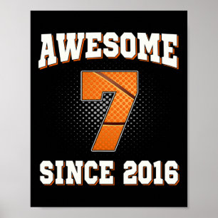 Affiche 7e anniversaire Basketball 7 ans Awesome depuis