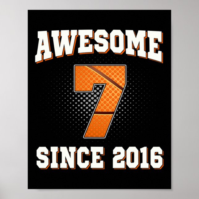 Affiche 7e anniversaire Basketball 7 ans Awesome depuis (Devant)