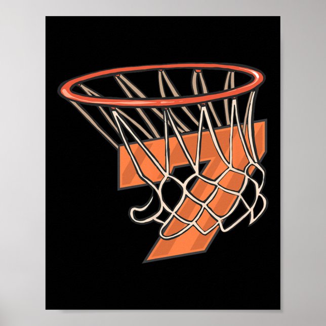 Affiche 7e anniversaire Basketball 7 ans Enfant pour Birth (Devant)