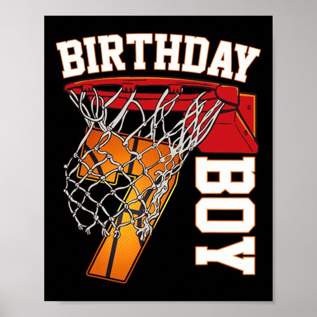 Affiche 7e anniversaire Boy Basketball 7 ans Thème Playe (Devant)