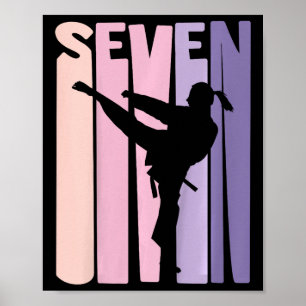 Affiche 7e anniversaire Cadeau Karate Retro Taekwondo Mart