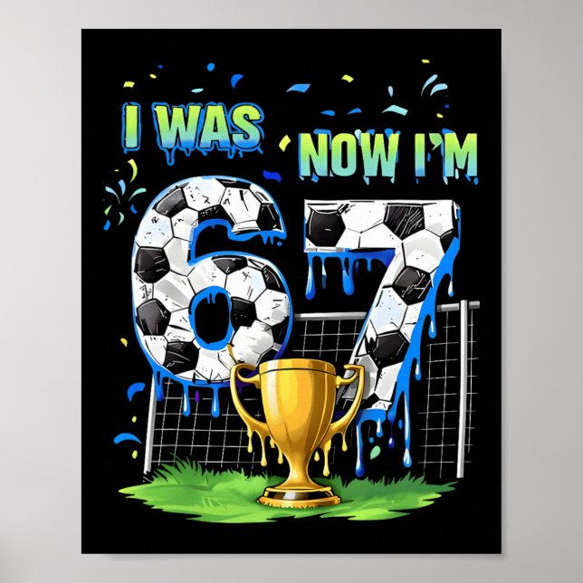 Affiche 7e anniversaire Enfants Drôle de football J'avais  (Devant)
