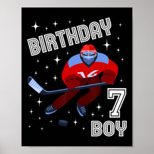 Affiche 7e anniversaire Garçon Hockey sur glace 7 ans amus