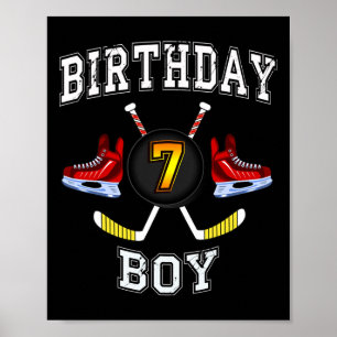 Affiche 7e anniversaire garçon - Hockey sur glace 7 ans en
