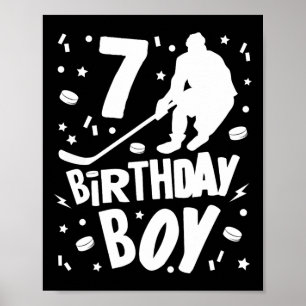 Affiche 7e anniversaire Garçon Hockey sur glace Enfants 7 