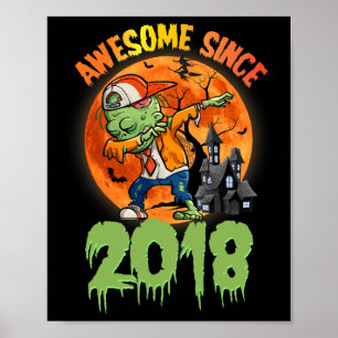 Affiche 7e anniversaire Halloween Dabbing Zombie Awesome S