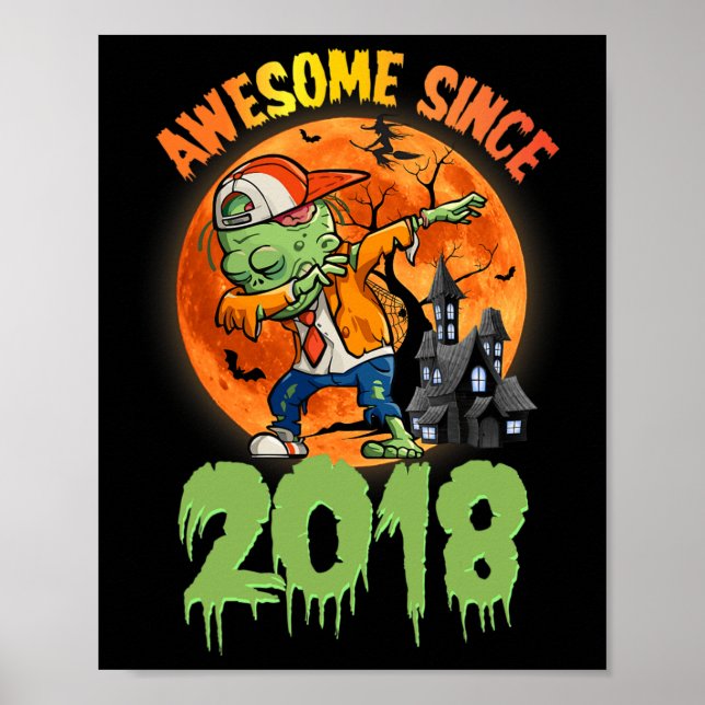 Affiche 7e anniversaire Halloween Dabbing Zombie Awesome S (Devant)