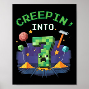 Affiche 7e Anniversaire Joueur Pixel Creepin dans 7 jeu vi