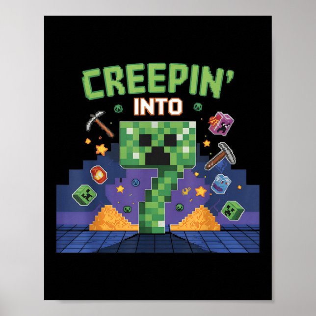 Affiche 7e anniversaire Joueur Pixel Creepin’ Into 7 Video (Devant)