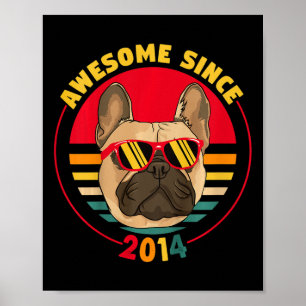 Affiche 7e anniversaire Retro French Bulldog Awesome depui