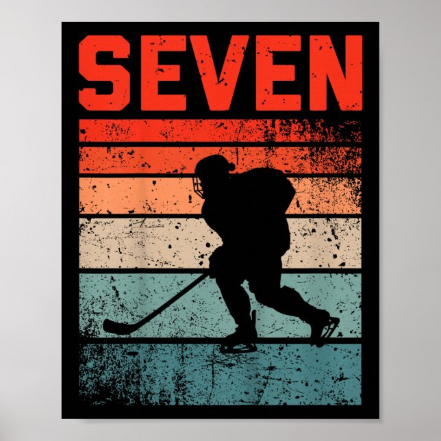 Affiche 7e anniversaire Retro Hockey sur glace 7 ans Garço (Devant)