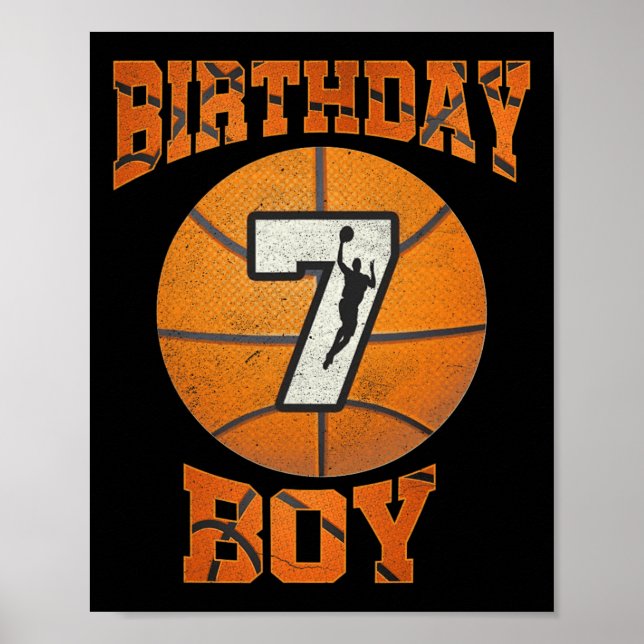 Affiche 7e anniversaire tenue garçon Bysketbyll sept ans O (Devant)