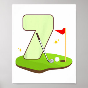 Affiche 7e Golf Anniversaire Golfeur 7 Ans Anniversaire Pa