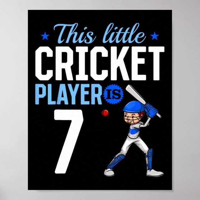 Affiche 7th Birthday Cricket Player  (Devant)