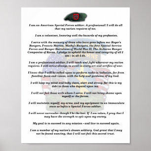Affiche 7th special forces group veterans vets creed print