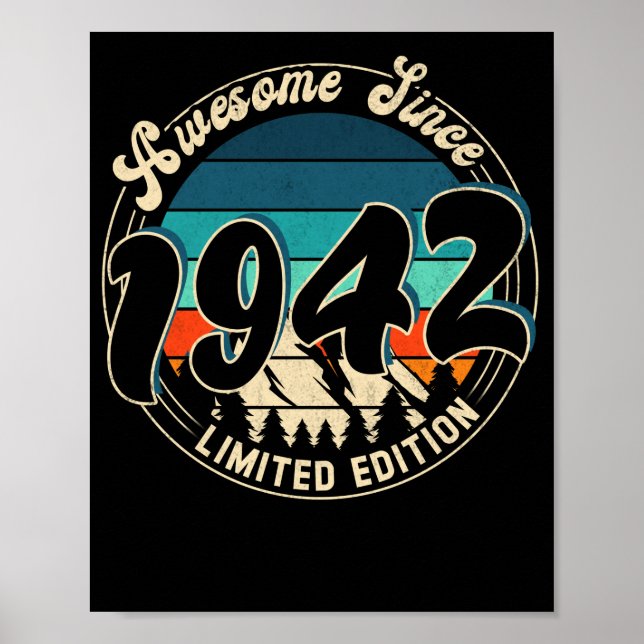 Affiche 80 ans Vintage 80ème année Anniversaire 1942 (Devant)