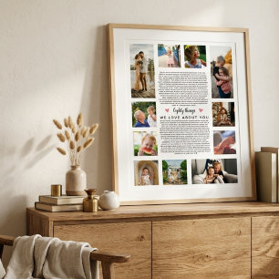 Affiche 80 choses que nous aimons de toi collage photo d'a