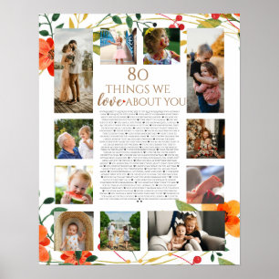 Affiche 80 choses que nous aimons de vous fleurs orange