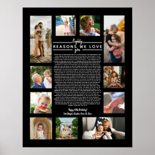 Affiche 80 raisons pour lesquelles nous t'aimons cadeau d'