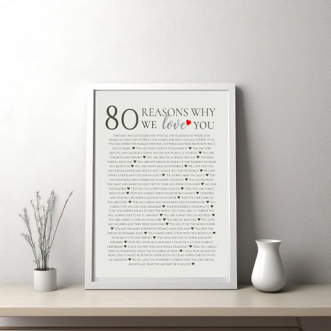 Affiche 80 raisons pour lesquelles nous vous aimons 70e 60 (Créateur téléchargé)