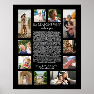 Affiche 80 raisons pour lesquelles nous vous aimons noir e