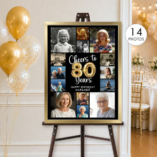 Affiche 80e anniversaire 14 Photo Collage À 80 ans, santé