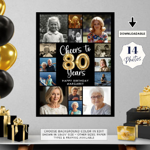 Affiche 80e anniversaire 14 photo Collage encourage à 80 a