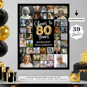 Affiche 80e anniversaire 39 photo Collage de photos bravo