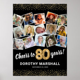 Affiche 80e anniversaire Black Gold Photo Party