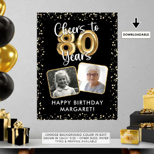 Affiche 80e anniversaire Cheers à 80 ans 2 Photos Noir