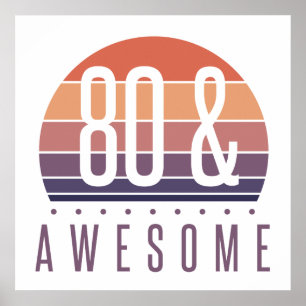 Affiche 80e anniversaire Retro Sunset