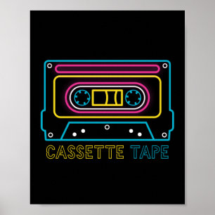 Affiche 80s 90s Neon Cassette Ghettobaster