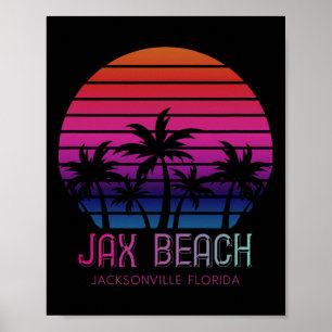 Affiche 80s 90s Retro Colors Jacksonville Florida Vacation