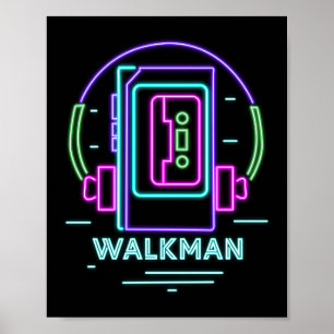 Affiche 80s 90s rétro Neon Walkman