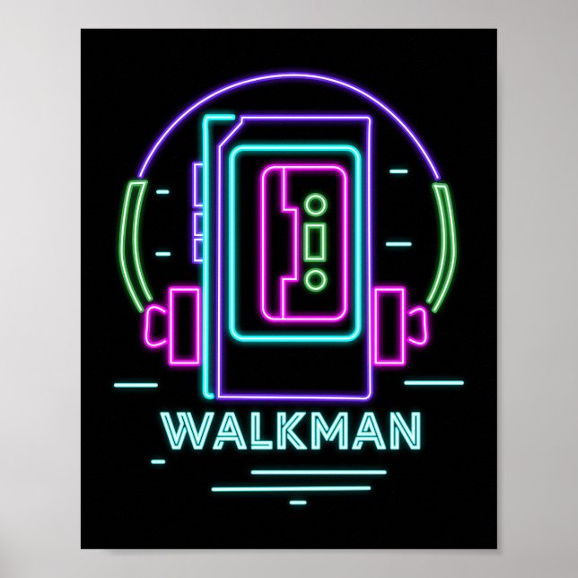 Affiche 80s 90s rétro Neon Walkman (Devant)