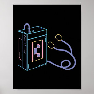 Affiche 80s 90s rétro Neon Walkman