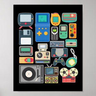 Affiche 80s 90s Vidéo Jeu Retro Vintage Clic Arcade