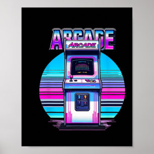 Affiche 80s 90s Vintage Retro Arcade Jeu vidéo Old School