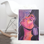 Affiche 80s Black & Purple Hair Feminine Pop Art Collage P<br><div class="desc">Embrace your feminine power and let it wash over your bodaciously big hair. This mixed media pop art collage painting features a woman with 80s style black hair and purple streaks looking up into the sky - all while wearing a macaron earring and colorful makeup. Originally painted on newsprint with...</div>