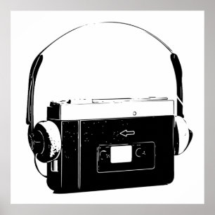 Affiche 80's Portable Cassette Player, Walkman.