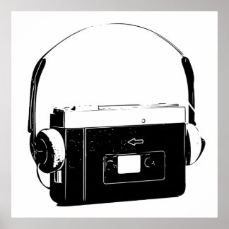 Affiche 80's Portable Cassette Player, Walkman.