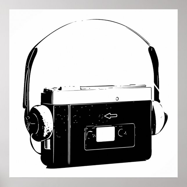 Affiche 80's Portable Cassette Player, Walkman. (Devant)