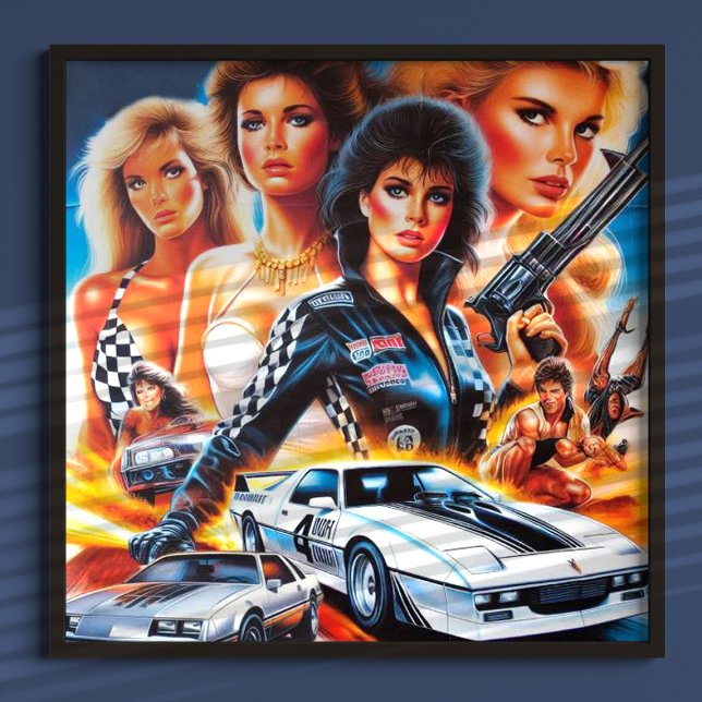 Affiche 80s Race Action Girls (Créateur téléchargé)