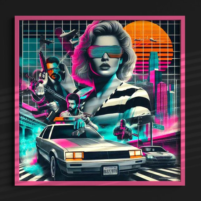 Affiche 80s Retrowave Girl (Créateur téléchargé)