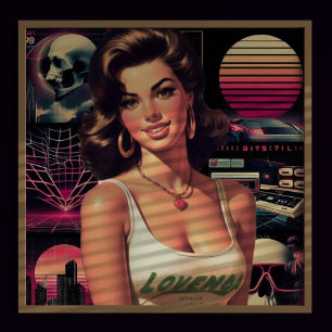 Affiche 80s Retrowave Girl