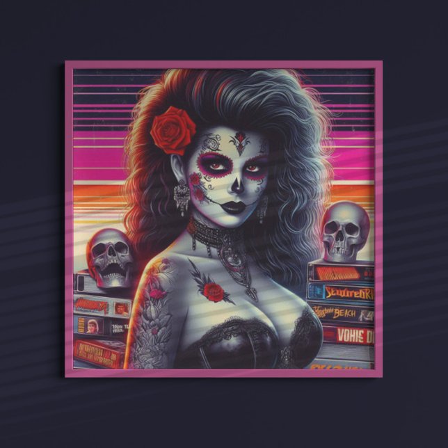 Affiche 80s Retrowave Goth Girl (Créateur téléchargé)